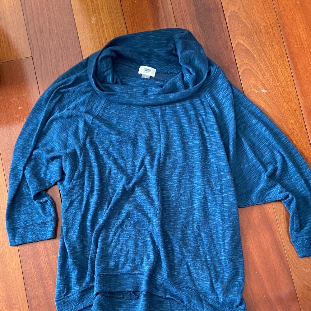Old Navy 3/4 Sleeve Blue Cowl Neck Top
